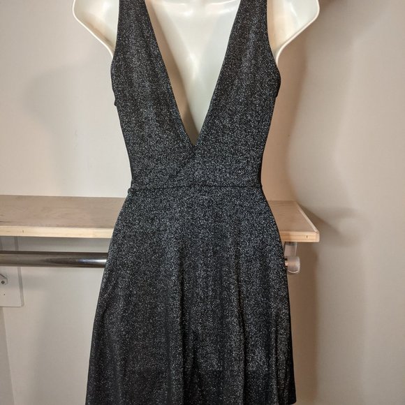H&M Sparkly Black Holiday Fit and Flare Dress - Picture 3 of 4